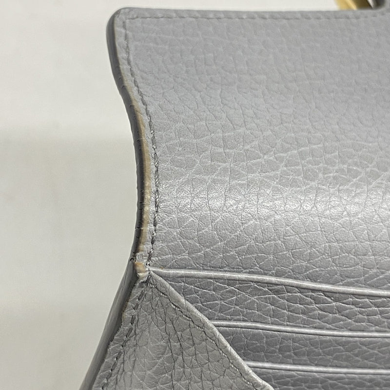 【6fa0964】グッチ 長財布 GGマーモント 400586 レザー グレー ゴールド金具【中古】レディース