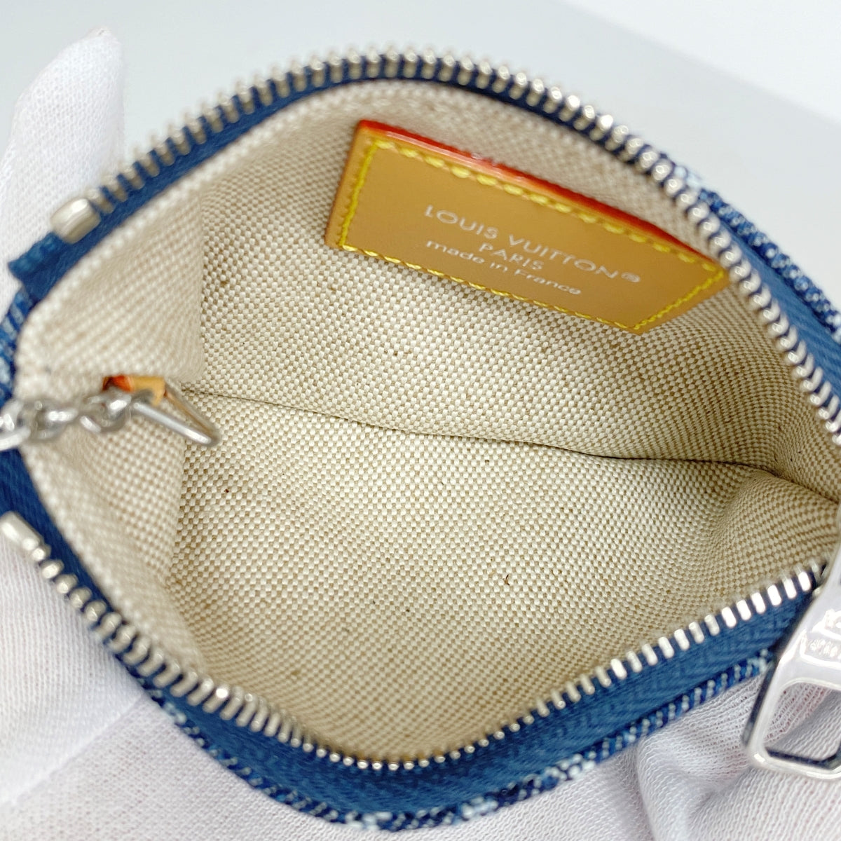 【6fa0970】ルイヴィトン コインケース モノグラム・フラワーデニム ポシェットクレ M27561 ブルー【中古】メンズ レディース ユニセックス