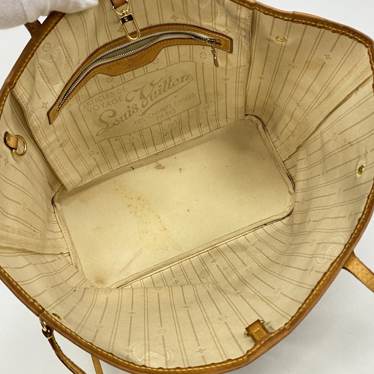 【6fa0983】ルイヴィトン トートバッグ ダミエ・アズール ネヴァーフルMM N51107 ホワイト【中古】レディース