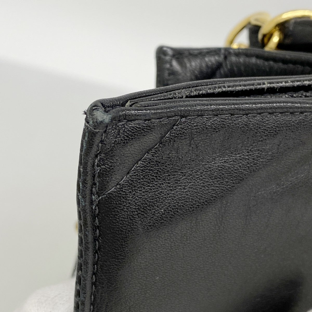 【6fa0989-k】シャネル トートバッグ ラムスキン ブラック ゴールド金具【中古】レディース