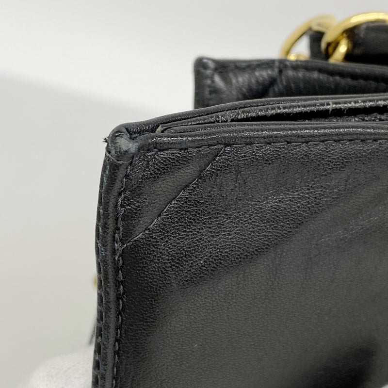【6fa0989-k】シャネル トートバッグ ラムスキン ブラック ゴールド金具【中古】レディース