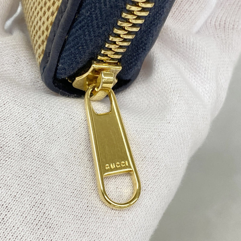 【6fa0992-k】グッチ 長財布 ホースビット 621889 キャンバス ネイビー ベージュ ゴールド金具【中古】レディース