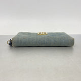 【6fa1000】グッチ 長財布 GGマーモント 443123 デニム ブルー ゴールド金具【中古】レディース