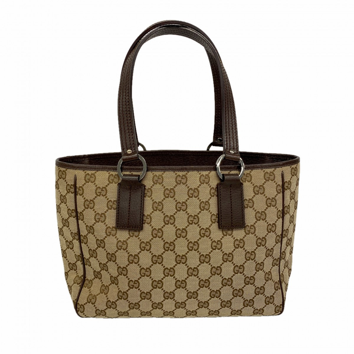 【6fa1001】グッチ ハンドバッグ GGキャンバス 113019 キャンバス ブラウン シルバー金具【中古】レディース