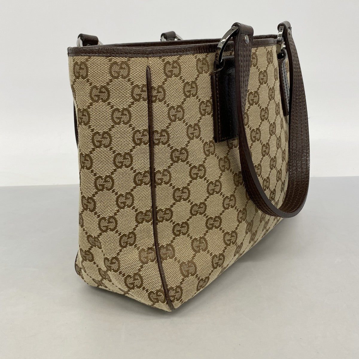 【6fa1001】グッチ ハンドバッグ GGキャンバス 113019 キャンバス ブラウン シルバー金具【中古】レディース