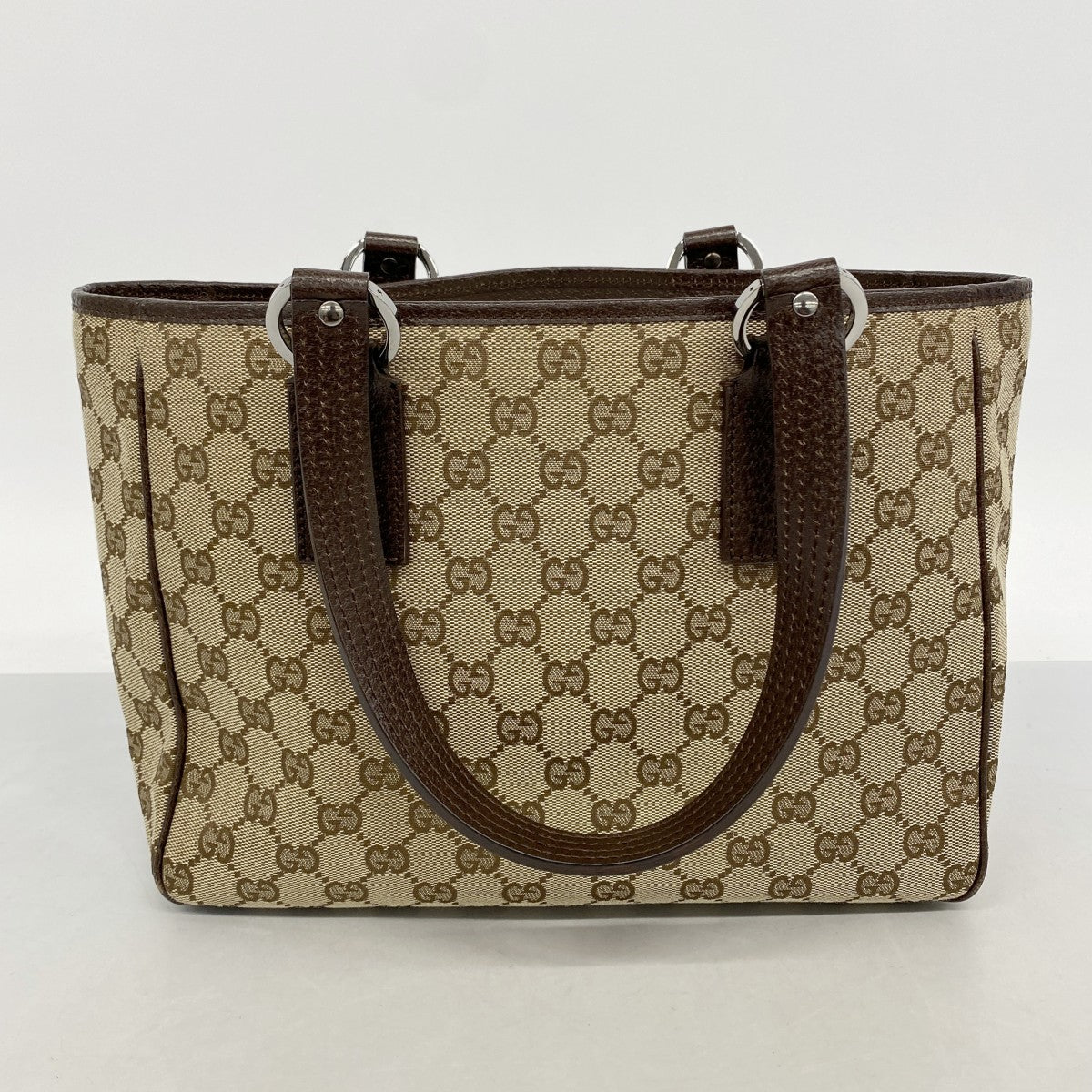 【6fa1001】グッチ ハンドバッグ GGキャンバス 113019 キャンバス ブラウン シルバー金具【中古】レディース