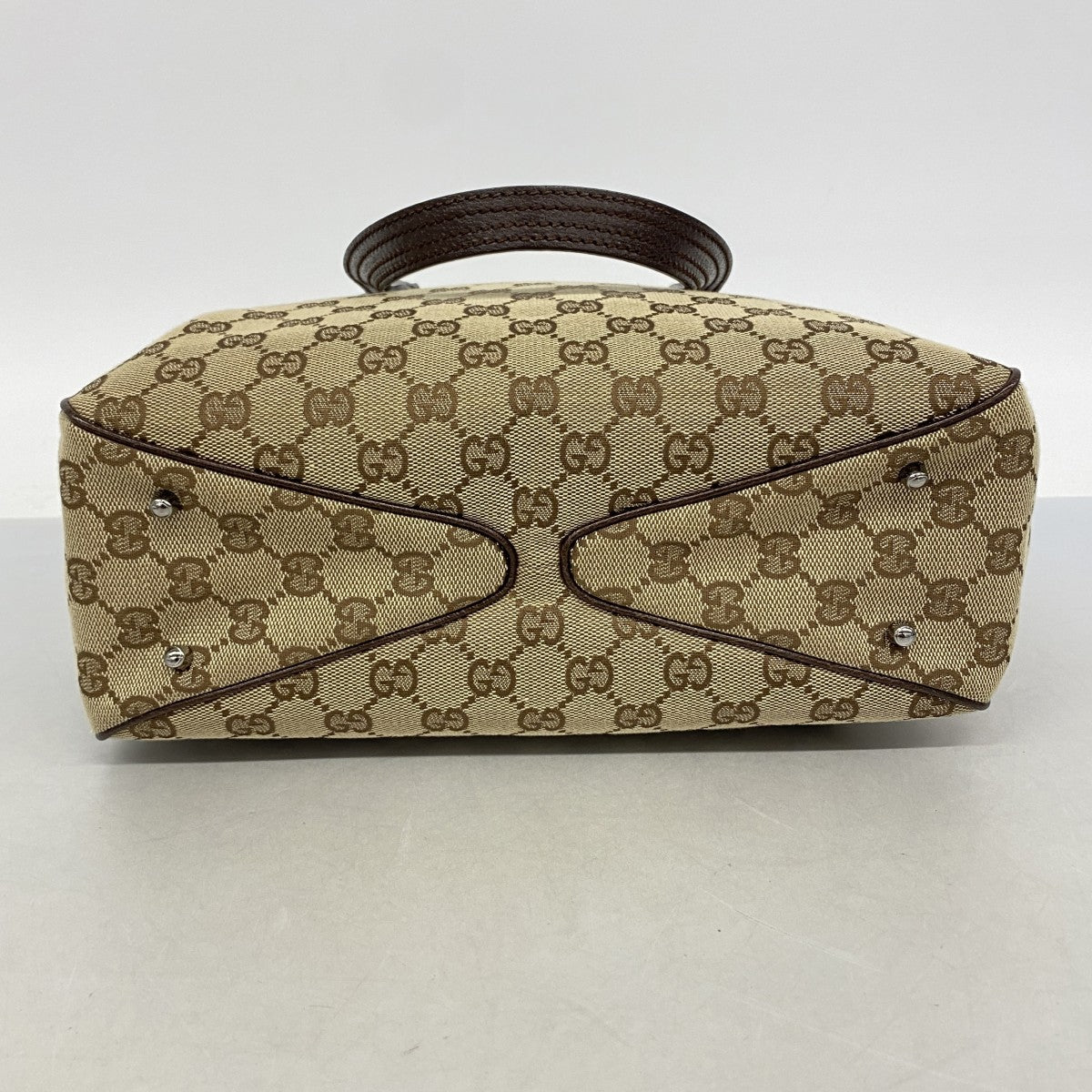 【6fa1001】グッチ ハンドバッグ GGキャンバス 113019 キャンバス ブラウン シルバー金具【中古】レディース