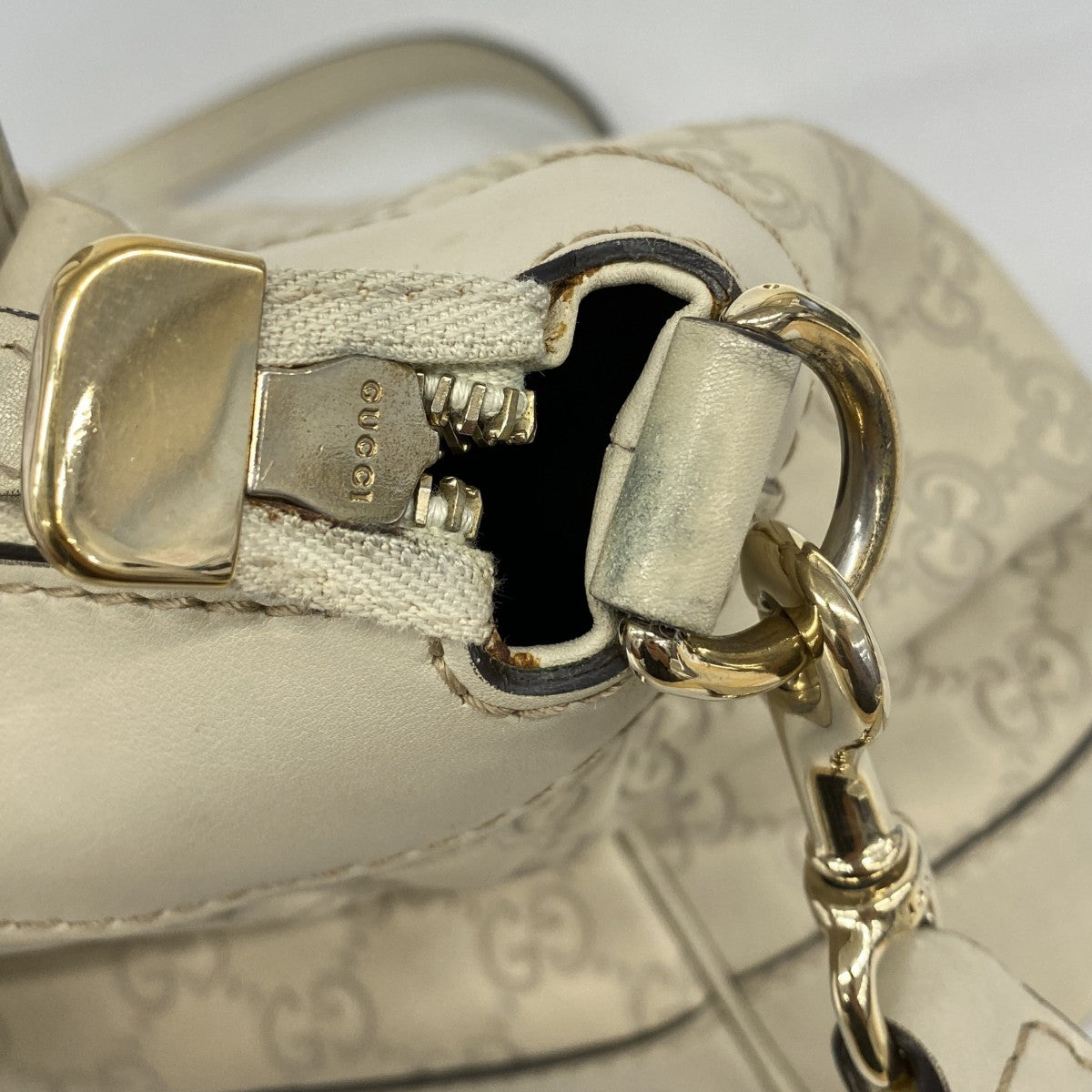 【6fa1007-k】グッチ ハンドバッグ グッチシマ 269894 レザー アイボリー シャンパンゴールド金具【中古】レディース