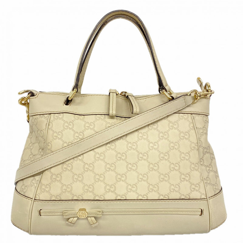 【6fa1007-k】グッチ ハンドバッグ グッチシマ 269894 レザー アイボリー シャンパンゴールド金具【中古】レディース