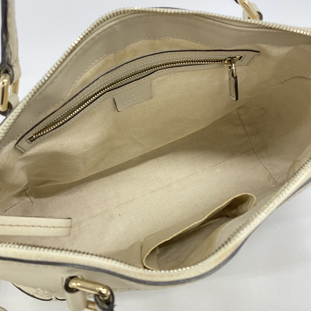 【6fa1007-k】グッチ ハンドバッグ グッチシマ 269894 レザー アイボリー シャンパンゴールド金具【中古】レディース