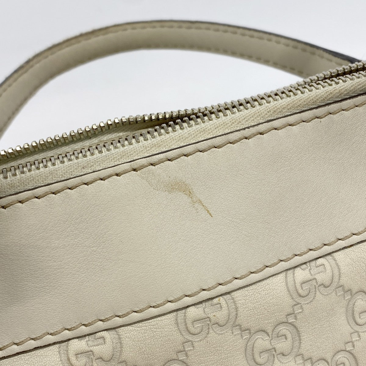 【6fa1007-k】グッチ ハンドバッグ グッチシマ 269894 レザー アイボリー シャンパンゴールド金具【中古】レディース