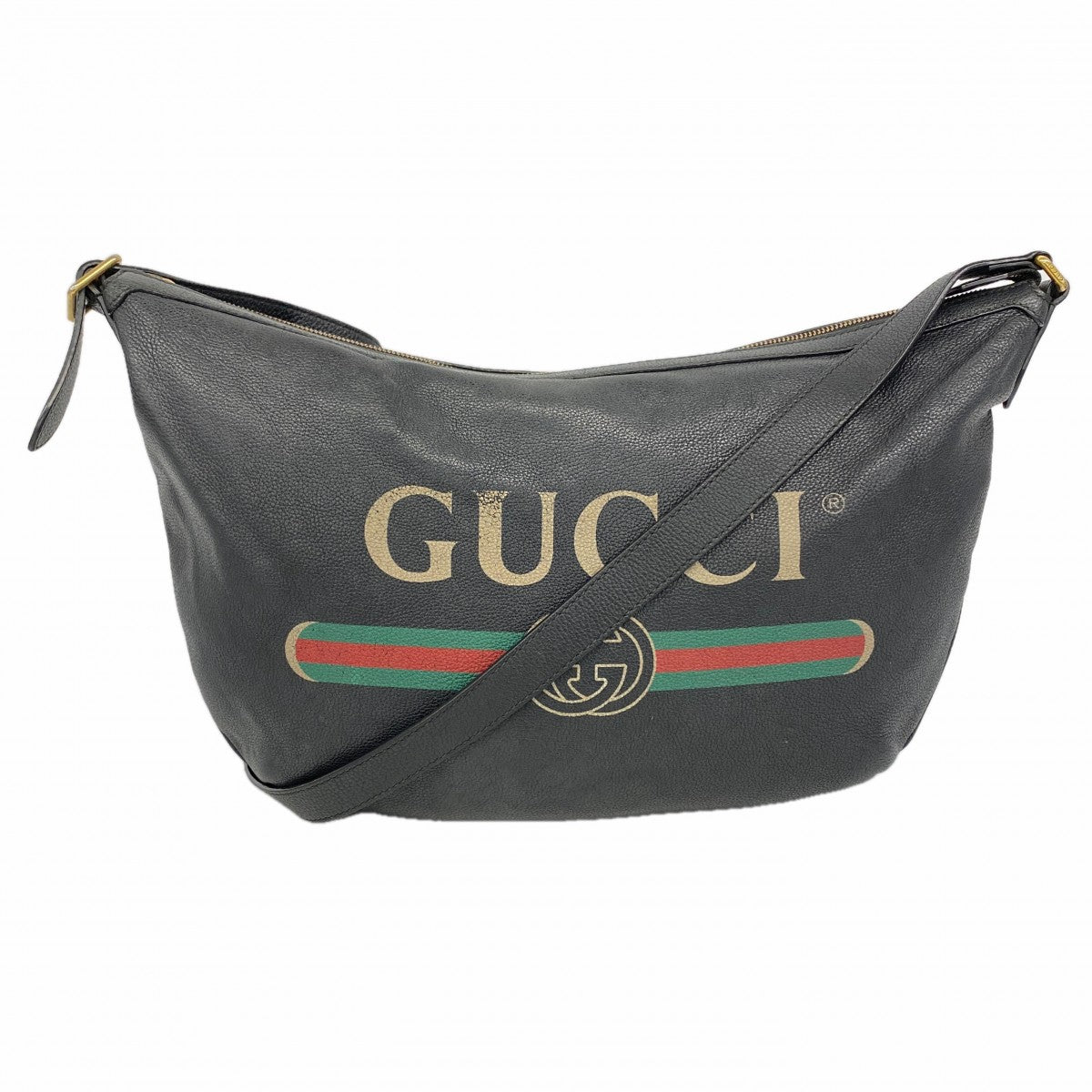 【6fa1008-k】グッチ ショルダーバッグ 523588 レザー ブラック ゴールド金具【中古】レディース
