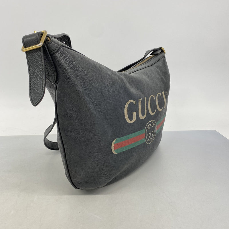 【6fa1008-k】グッチ ショルダーバッグ 523588 レザー ブラック ゴールド金具【中古】レディース