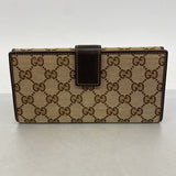 【6fa1009-k】グッチ 長財布 GGキャンバス 226154 キャンバス ベージュ ブラウン シャンパンゴールド金具【中古】レディース