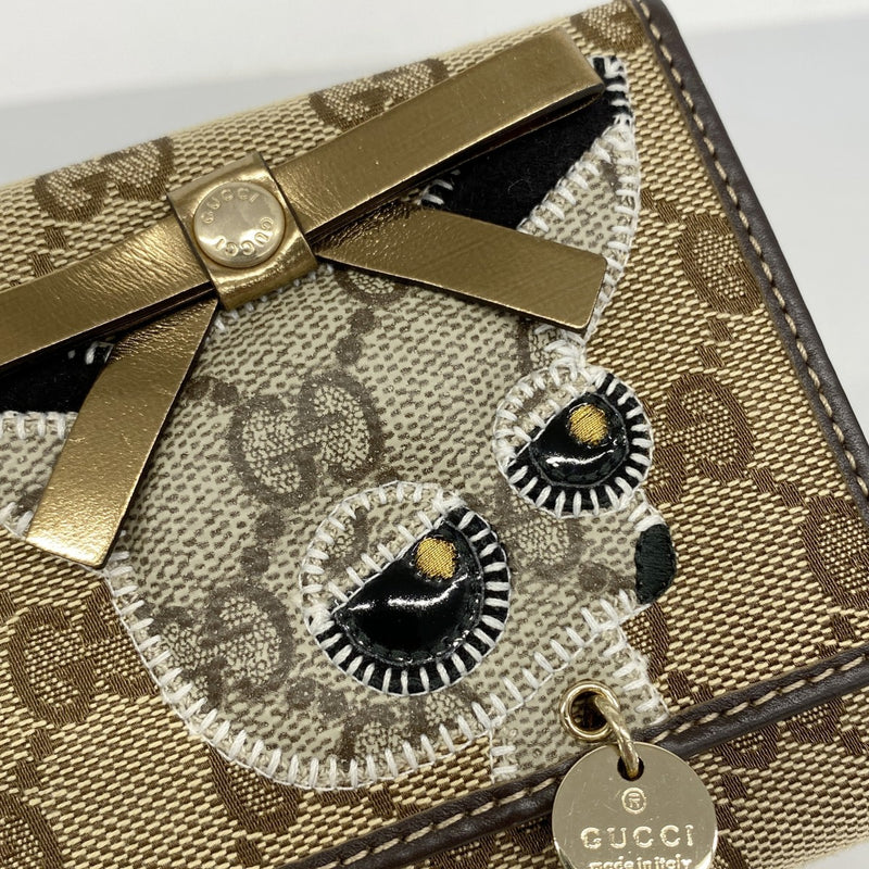 【6fa1009-k】グッチ 長財布 GGキャンバス 226154 キャンバス ベージュ ブラウン シャンパンゴールド金具【中古】レディース