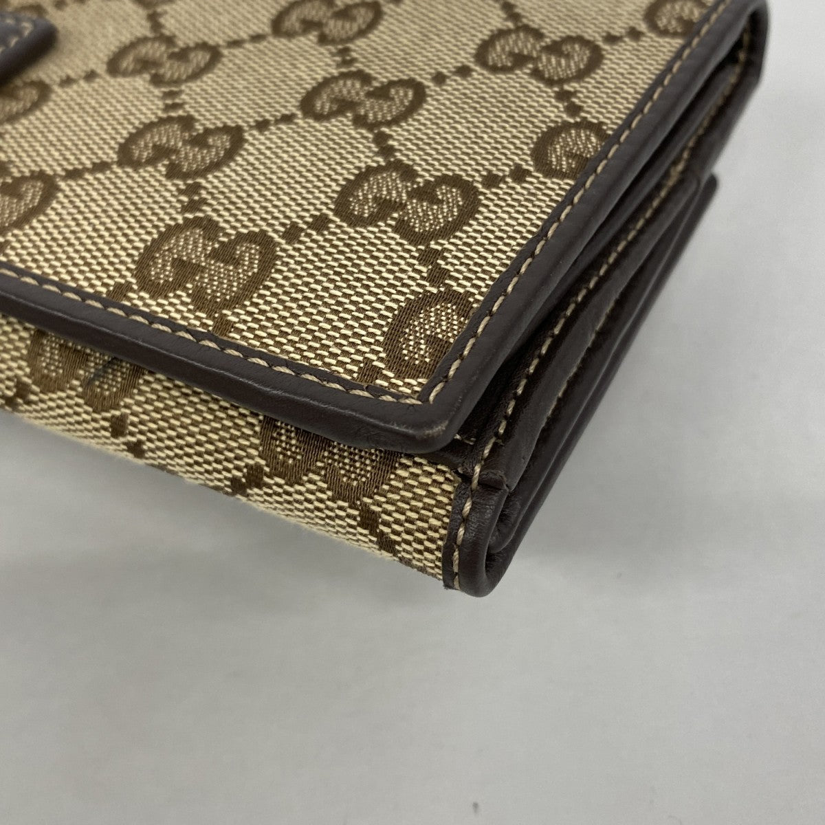 【6fa1009-k】グッチ 長財布 GGキャンバス 226154 キャンバス ベージュ ブラウン シャンパンゴールド金具【中古】レディース