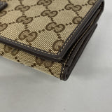 【6fa1009-k】グッチ 長財布 GGキャンバス 226154 キャンバス ベージュ ブラウン シャンパンゴールド金具【中古】レディース