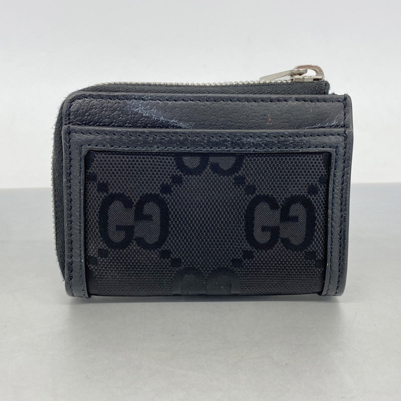 【6fa1010-k】グッチ 財布 ジャンボGG 657587 キャンバス ブラック シルバー金具【中古】レディース