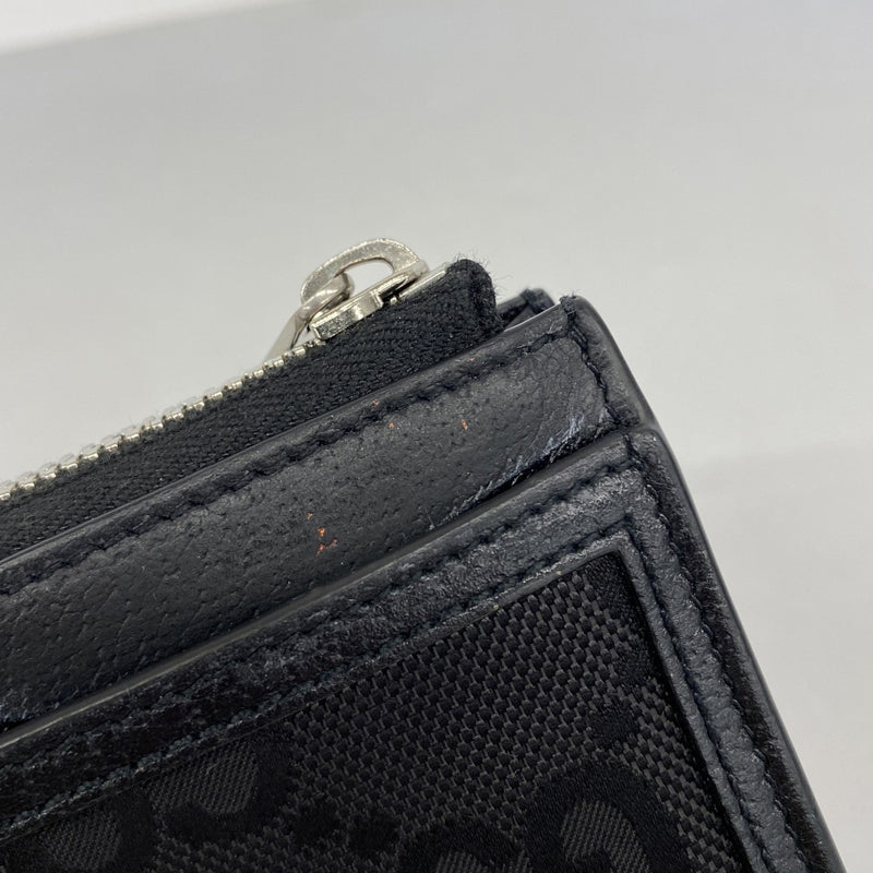 【6fa1010-k】グッチ 財布 ジャンボGG 657587 キャンバス ブラック シルバー金具【中古】レディース
