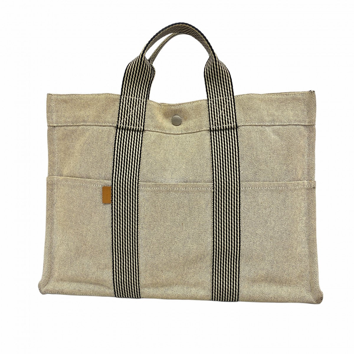 【6fa1013】エルメス トートバッグ ニューフールトゥMM キャンバス グレー シルバー金具【中古】メンズ レディース ユニセックス