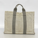【6fa1013】エルメス トートバッグ ニューフールトゥMM キャンバス グレー シルバー金具【中古】メンズ レディース ユニセックス