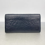【6fa1014】シャネル 長財布 カメリア ラムスキン ブラック シルバー金具【中古】レディース