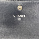 【6fa1014】シャネル 長財布 カメリア ラムスキン ブラック シルバー金具【中古】レディース