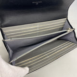 【6fa1014】シャネル 長財布 カメリア ラムスキン ブラック シルバー金具【中古】レディース
