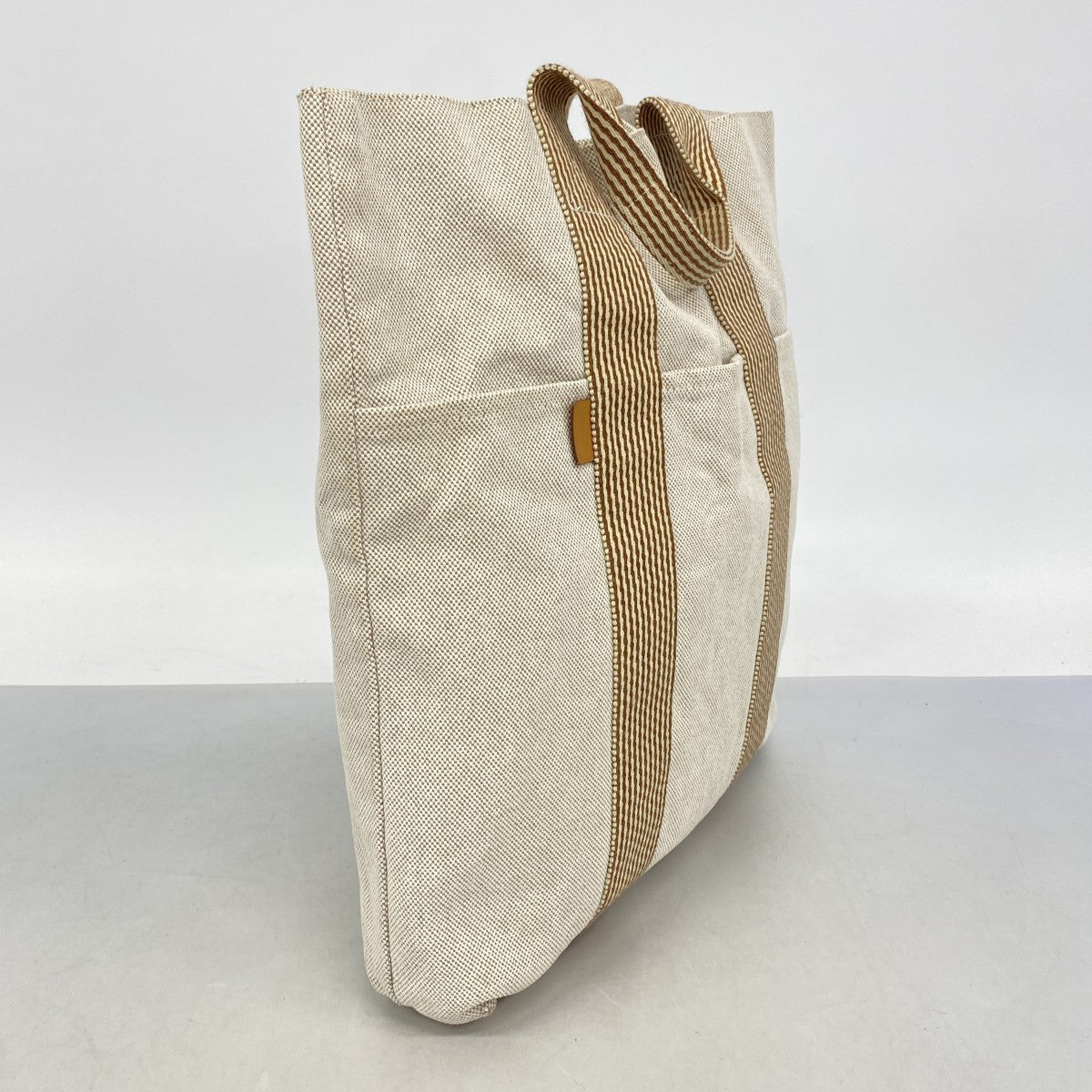 【6fa1023-k】エルメス トートバッグ ニューフールトゥカバス キャンバス ベージュ シルバー金具【中古】メンズ レディース ユニセックス