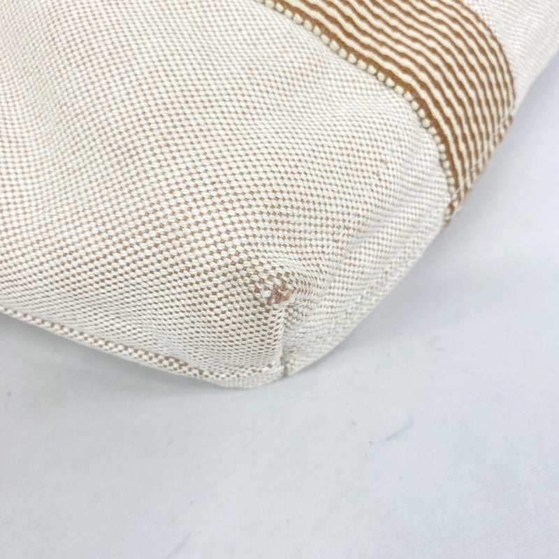 【6fa1023-k】エルメス トートバッグ ニューフールトゥカバス キャンバス ベージュ シルバー金具【中古】メンズ レディース ユニセックス