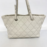 【6fa1024-k】シャネル トートバッグ オンザローズ レザー グレー シルバー金具【中古】レディース