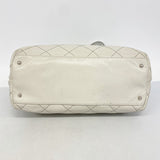 【6fa1024-k】シャネル トートバッグ オンザローズ レザー グレー シルバー金具【中古】レディース