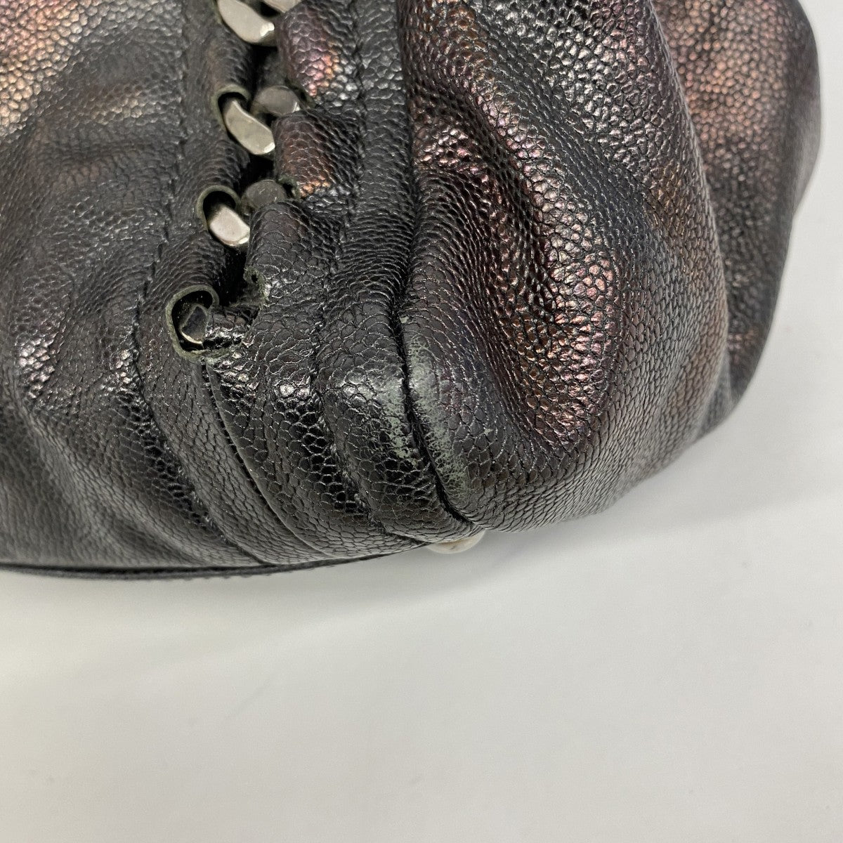 【6fa1025-k】シャネル チェーントート ラグジュアリー キャビアスキン ブラック シルバー金具【中古】レディース