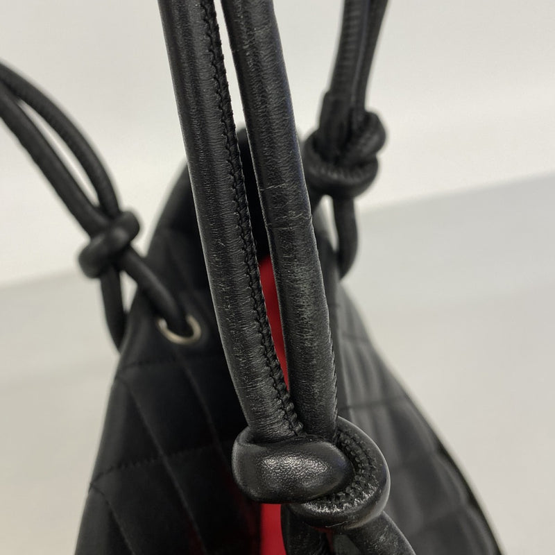 【6fa1026-k】シャネル トートバッグ カンボン ラムスキン ブラック シルバー金具【中古】レディース