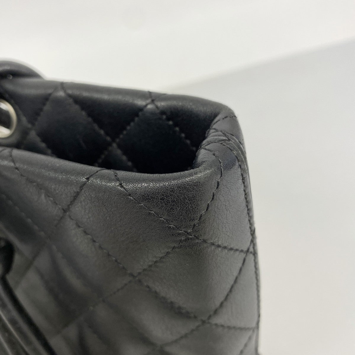 【6fa1026-k】シャネル トートバッグ カンボン ラムスキン ブラック シルバー金具【中古】レディース