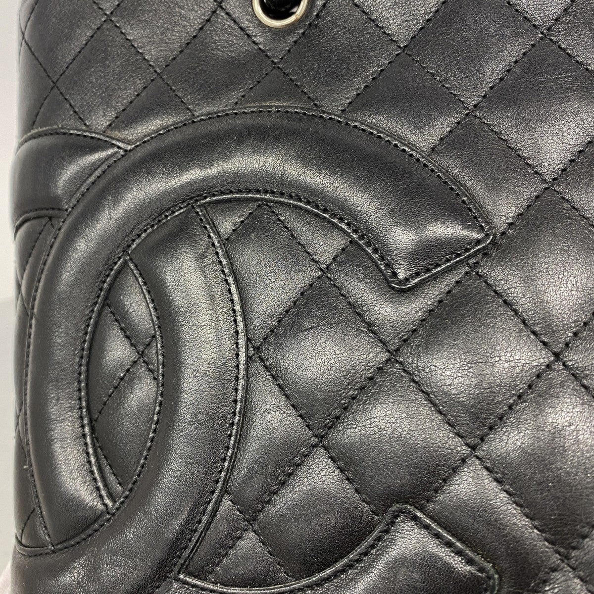 【6fa1026-k】シャネル トートバッグ カンボン ラムスキン ブラック シルバー金具【中古】レディース