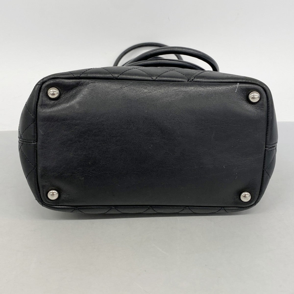 【6fa1026-k】シャネル トートバッグ カンボン ラムスキン ブラック シルバー金具【中古】レディース