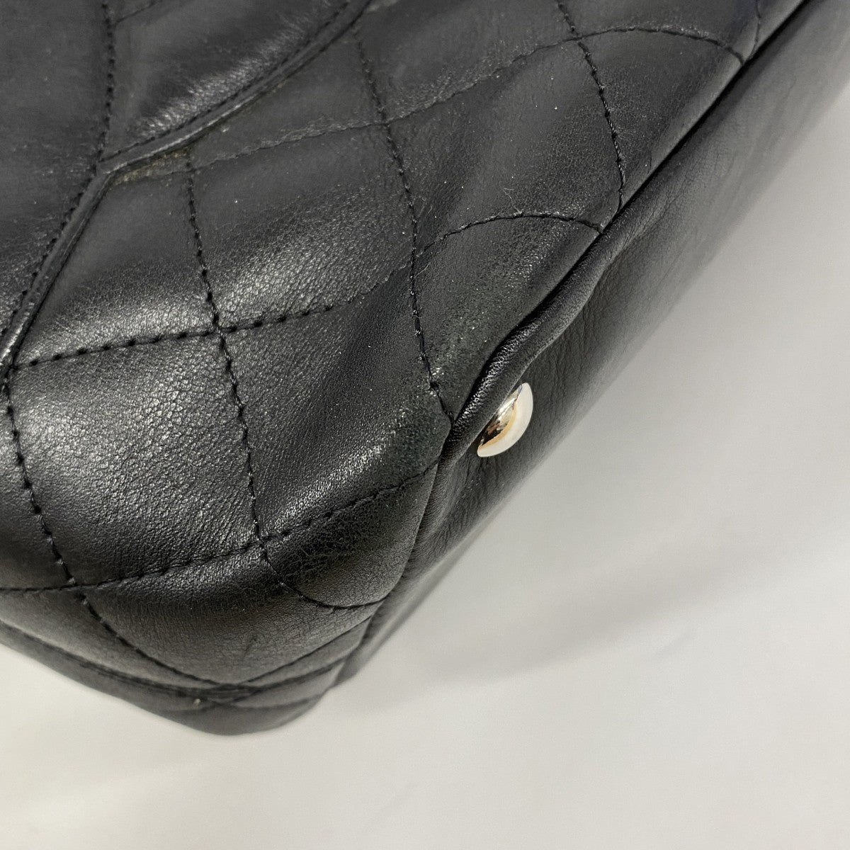 【6fa1026-k】シャネル トートバッグ カンボン ラムスキン ブラック シルバー金具【中古】レディース