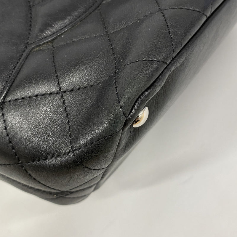 【6fa1026-k】シャネル トートバッグ カンボン ラムスキン ブラック シルバー金具【中古】レディース