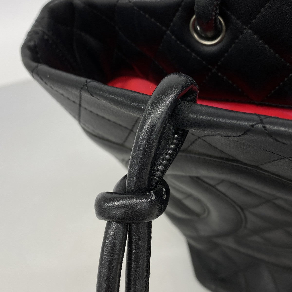 【6fa1026-k】シャネル トートバッグ カンボン ラムスキン ブラック シルバー金具【中古】レディース