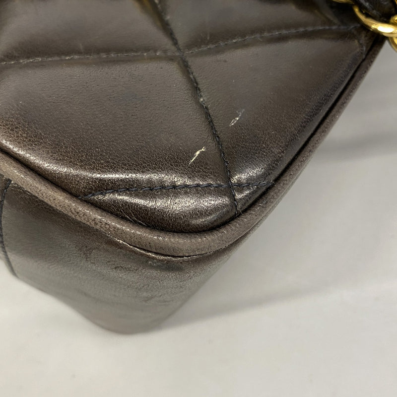 【6fa1043-k】シャネル チェーントート マトラッセ ラムスキン ブラック ゴールド金具【中古】レディース