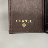 【6fa1047-k】シャネル 三つ折り財布 マトラッセ ラムスキン ブラック シャンパンゴールド金具【中古】レディース
