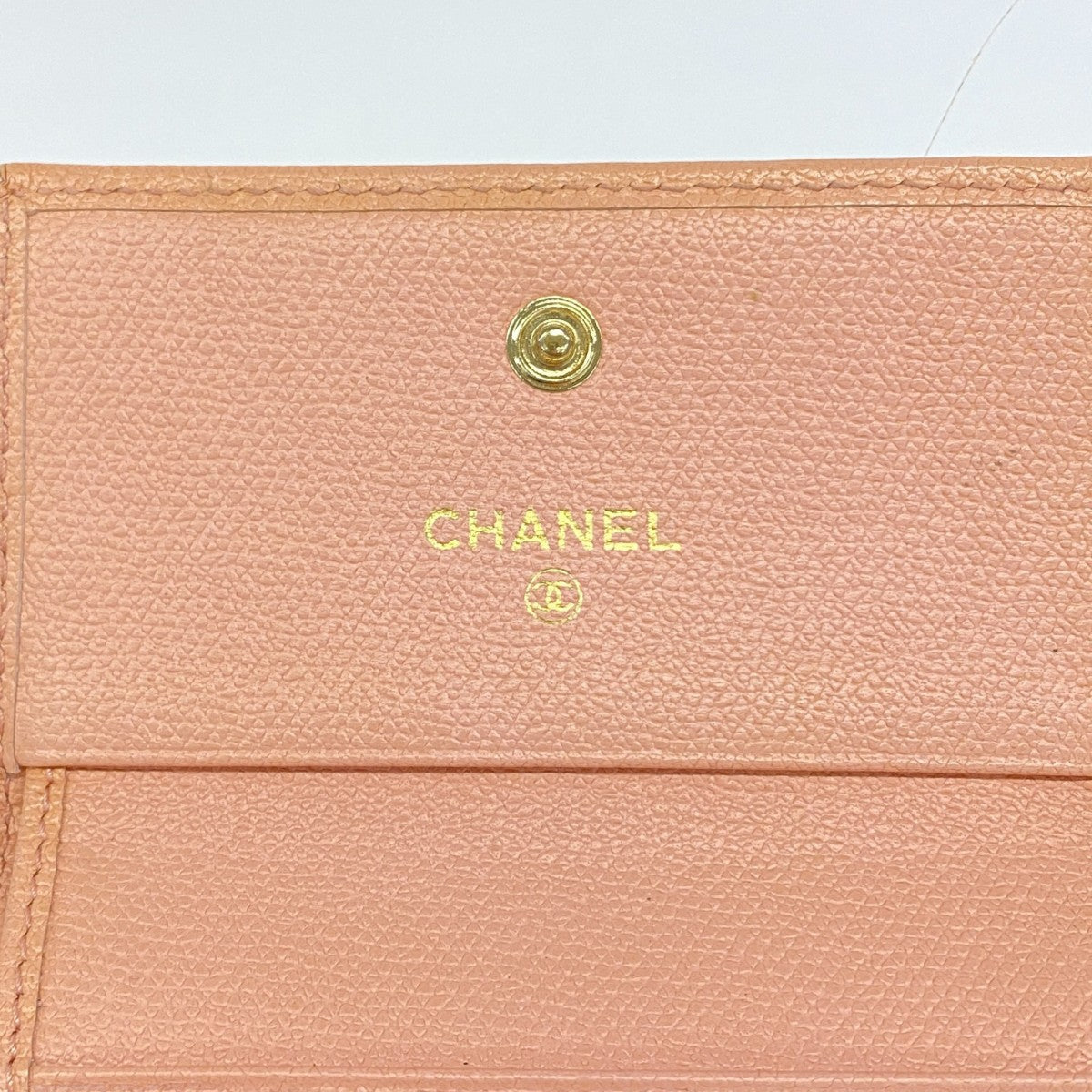 【6fa1048-k】シャネル 三つ折り長財布 ココボタン レザー ピンク ゴールド金具【中古】レディース