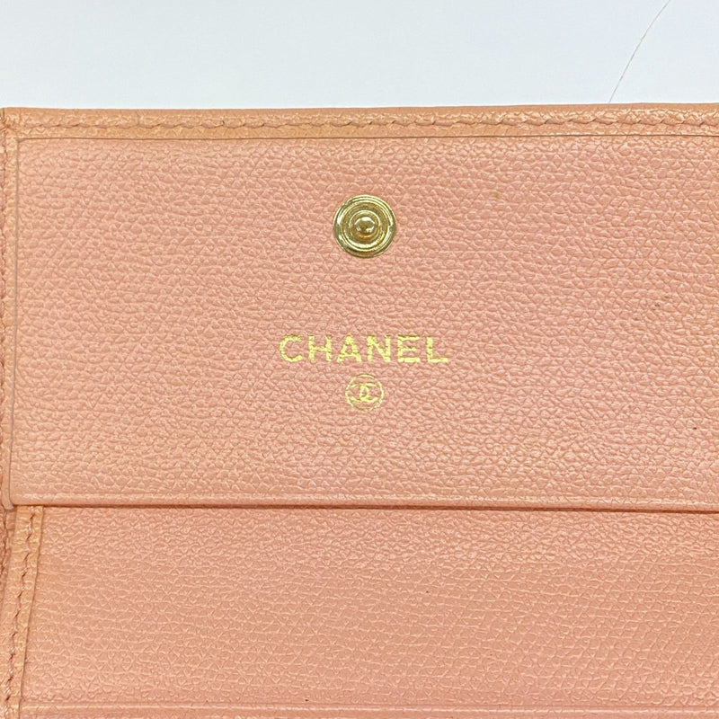 【6fa1048-k】シャネル 三つ折り長財布 ココボタン レザー ピンク ゴールド金具【中古】レディース