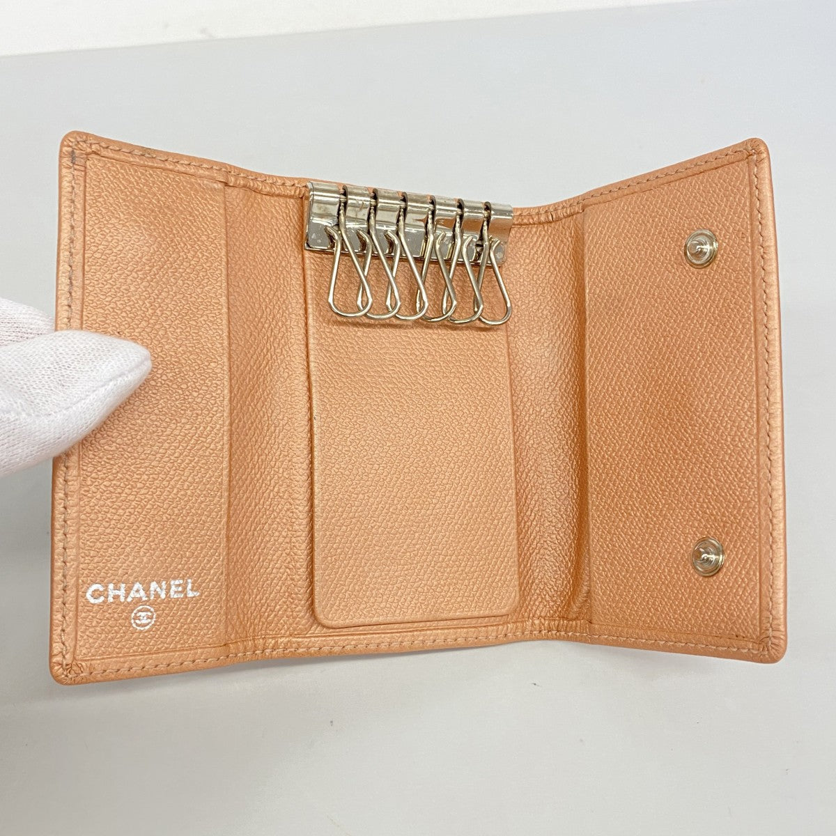 【6fa1049-k】シャネル キーケース ココボタン レザー ピンク シルバー金具【中古】レディース