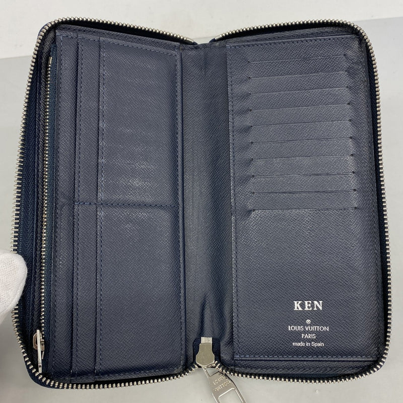 【6fa1050-k】ルイヴィトン 長財布 タイガ ジッピーウォレットヴェルティカル M30510 ブルーマリーヌ【中古】メンズ