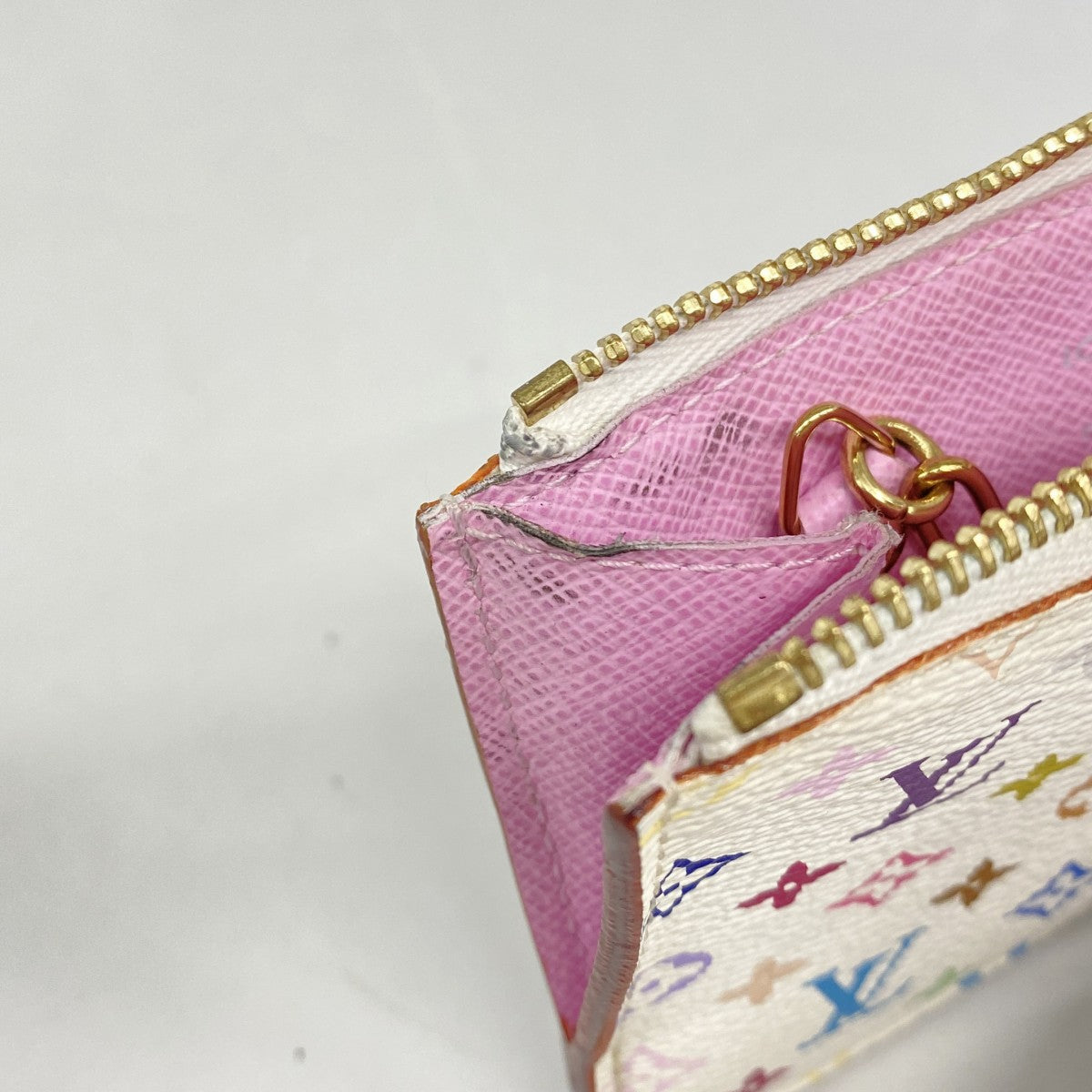 【6fa1052-k】ルイヴィトン コインケース モノグラム・マルチカラー ポシェットクレ M93734 ブロン【中古】レディース