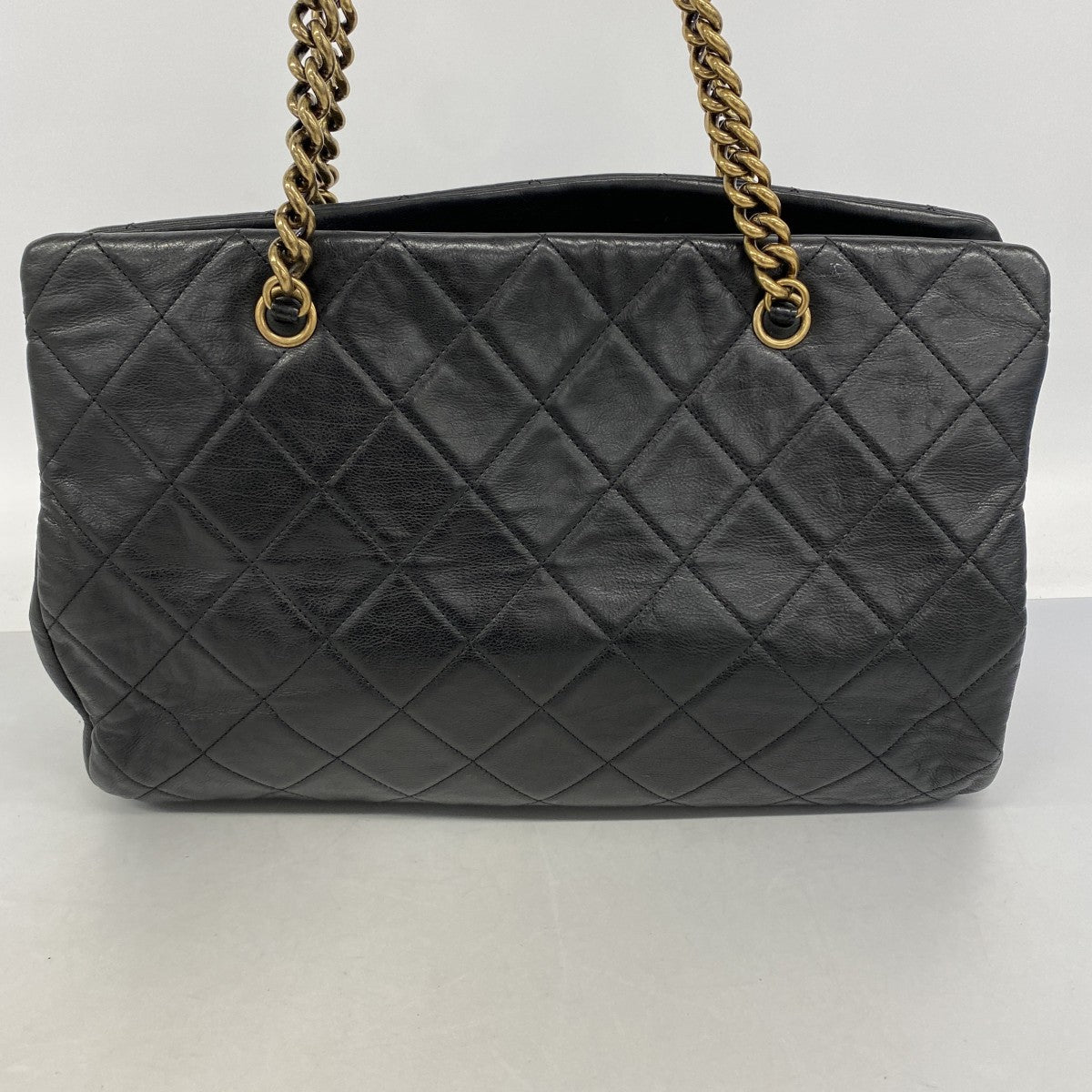 【6fa1075-k】シャネル チェーントート マトラッセ ラムスキン ブラック ゴールド金具【中古】レディース
