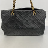 【6fa1075-k】シャネル チェーントート マトラッセ ラムスキン ブラック ゴールド金具【中古】レディース