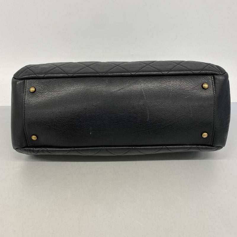 【6fa1075-k】シャネル チェーントート マトラッセ ラムスキン ブラック ゴールド金具【中古】レディース